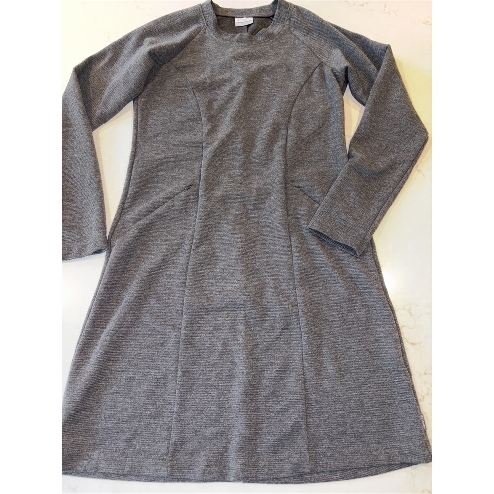 Columbia Shift Dress Womens S Gray Cotton Blend Long Sleeve Crew Neck‎ Pullover